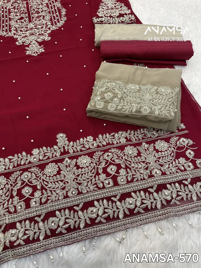 Anamsa 570 Georgette Embroidery Pakistani Suit Wholesalers In Delhi